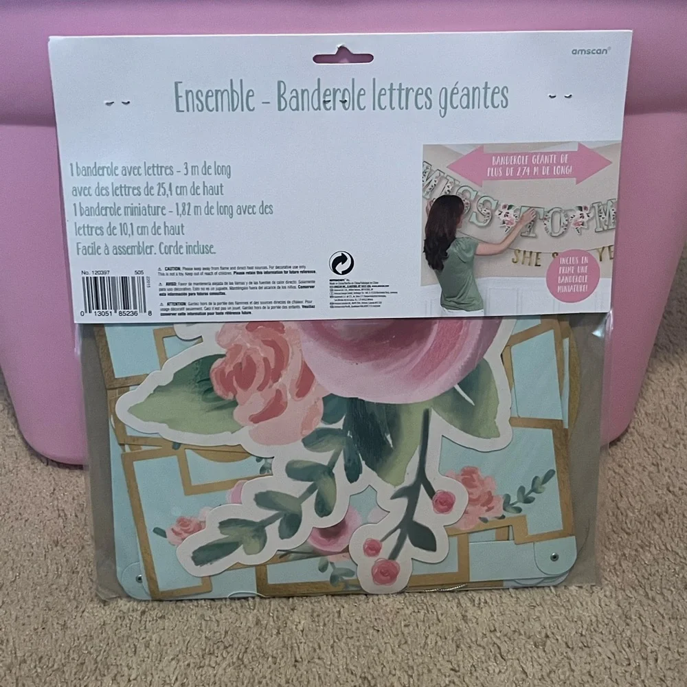 Amscan Floral Miss to Mrs Banner Kit - Pink and Gold